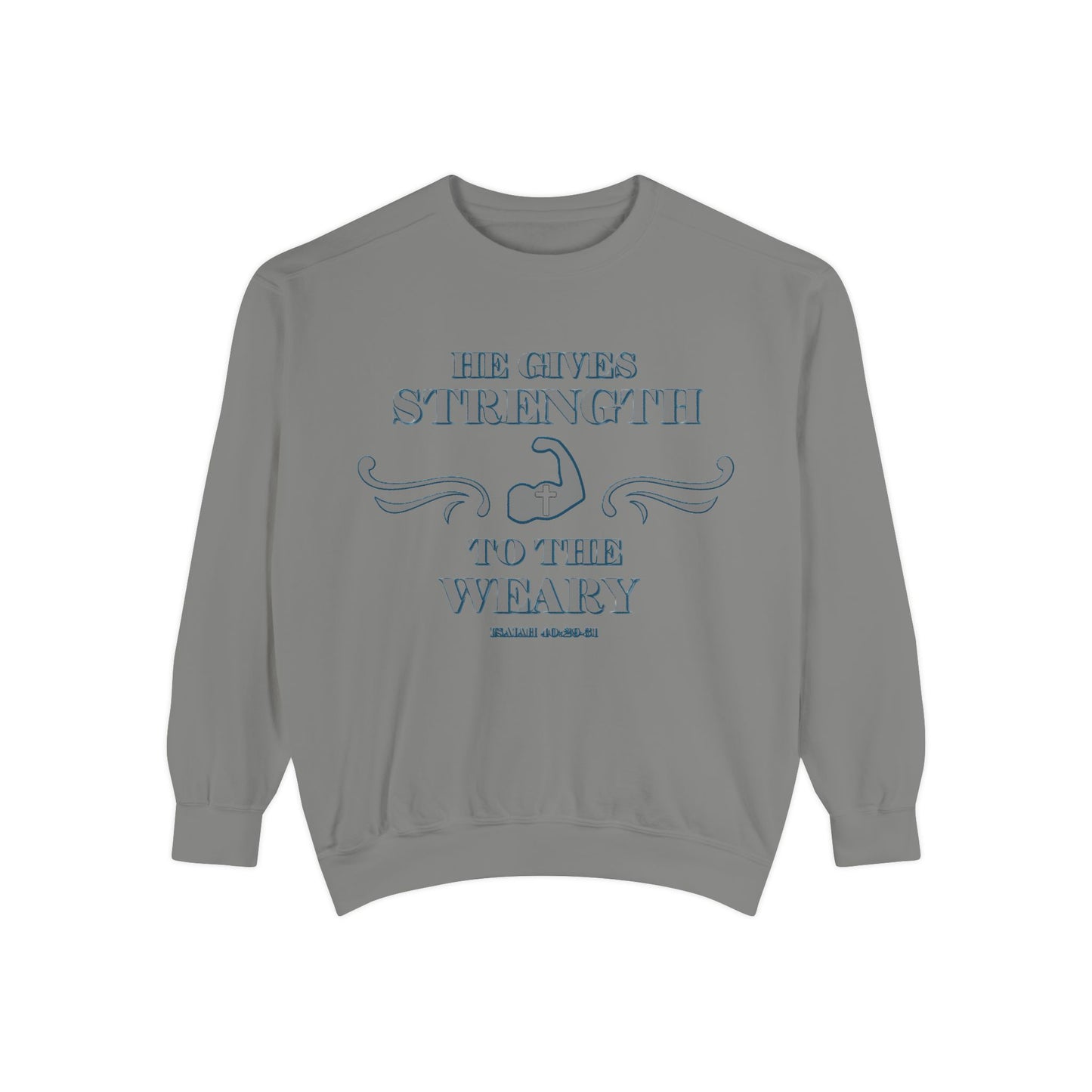 Bible Verse Isaiah 40:29-31 Unisex Sweatshirt 'He Gives Strength to the Weary'