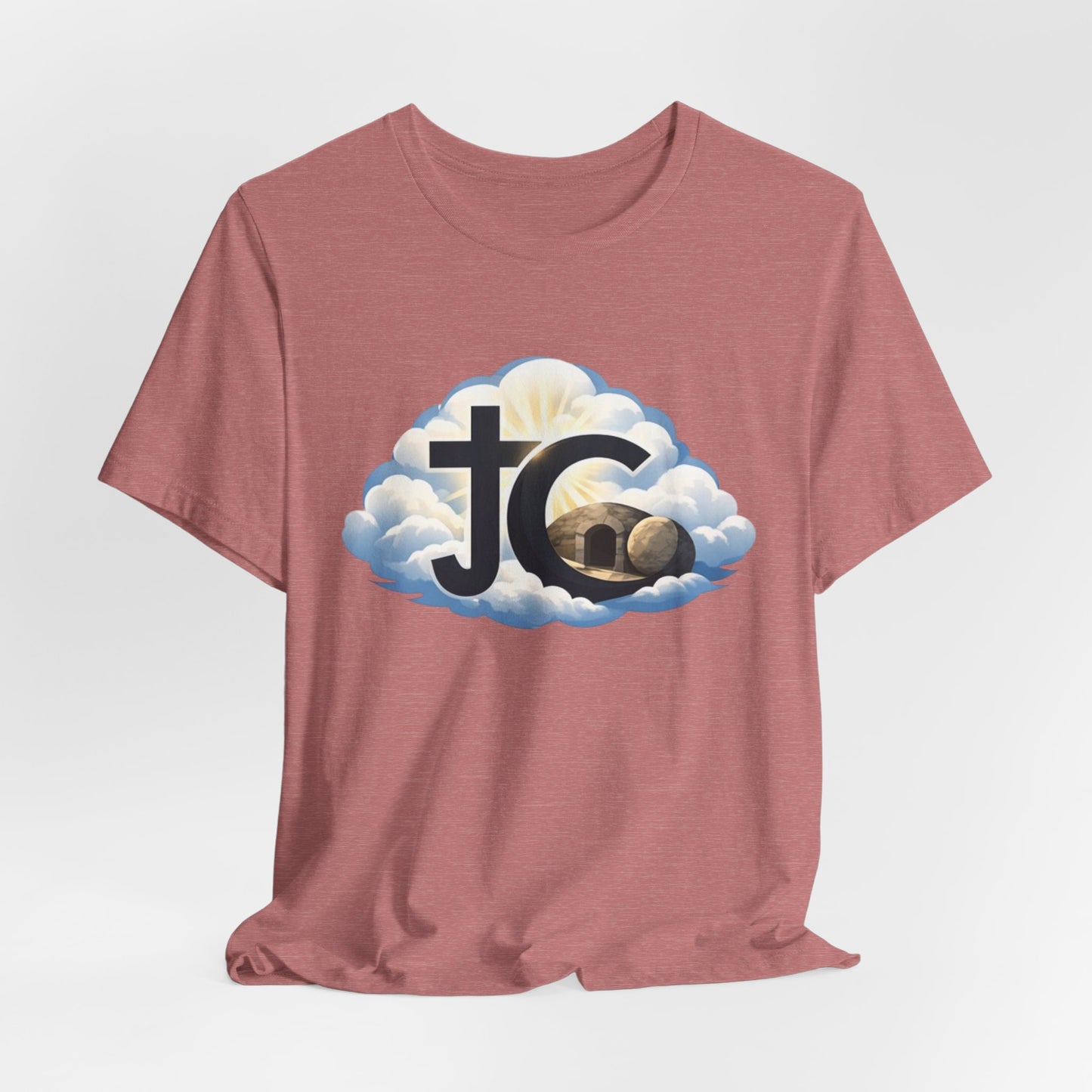Jesus Christ (JC) Cross Tee — Crucified, Risen & Coming Again