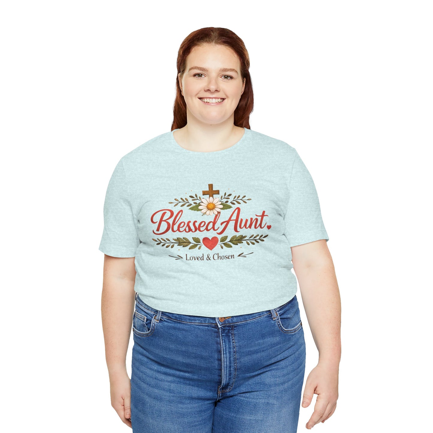 Blessed Aunt T-Shirt - "Blessed Aunt Loved & Chosen" Christian Floral Tee