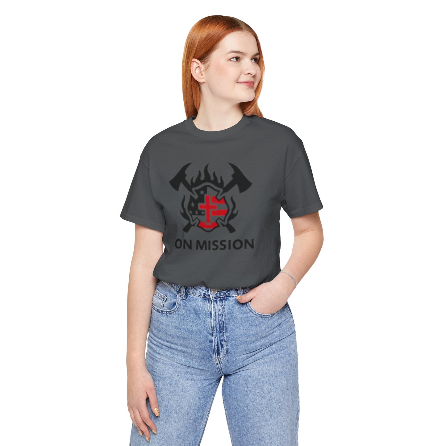 On Mission Christian Cross & American Flag T‑Shirt