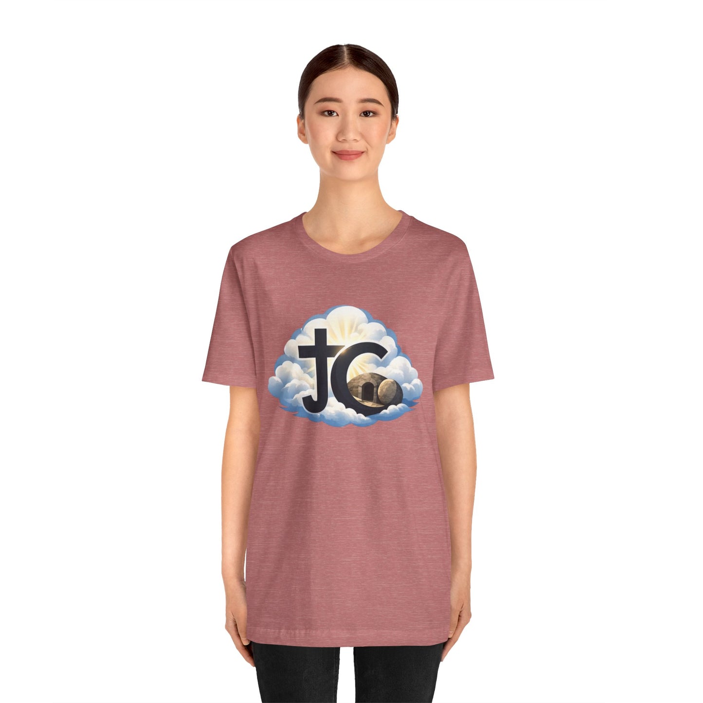 Jesus Christ (JC) Cross Tee — Crucified, Risen & Coming Again