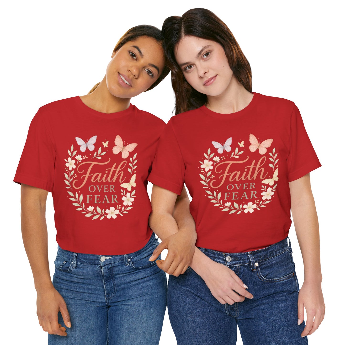 Faith Over Fear T-Shirt — Floral Butterfly Inspirational Tee