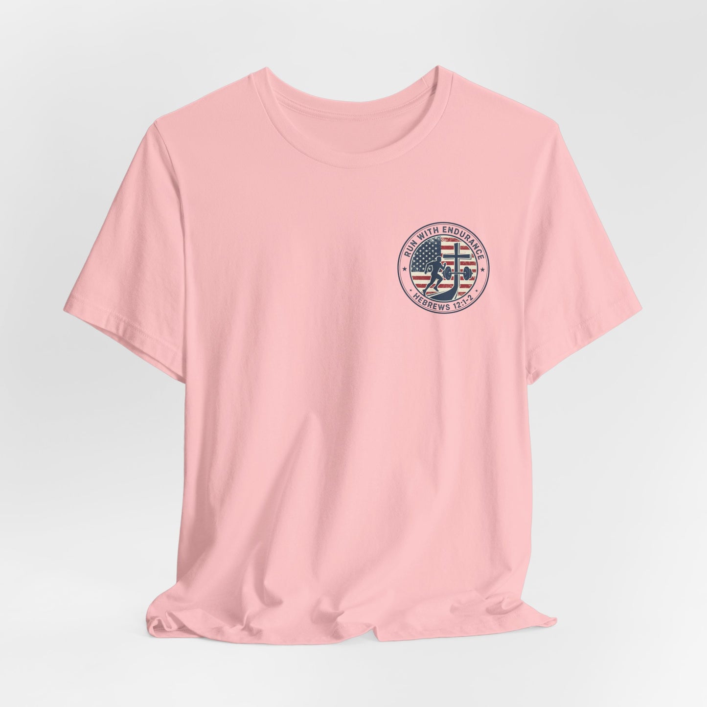 Hebrews 12:1-2 'Run With Endurance' T-Shirt — Inspirational Christian Tee