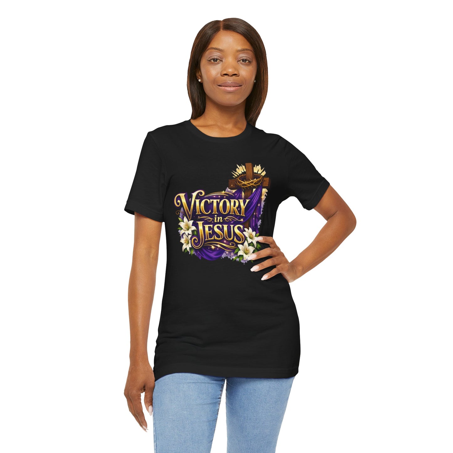 Victory In Jesus Christian T-Shirt — Cross Faith Tee