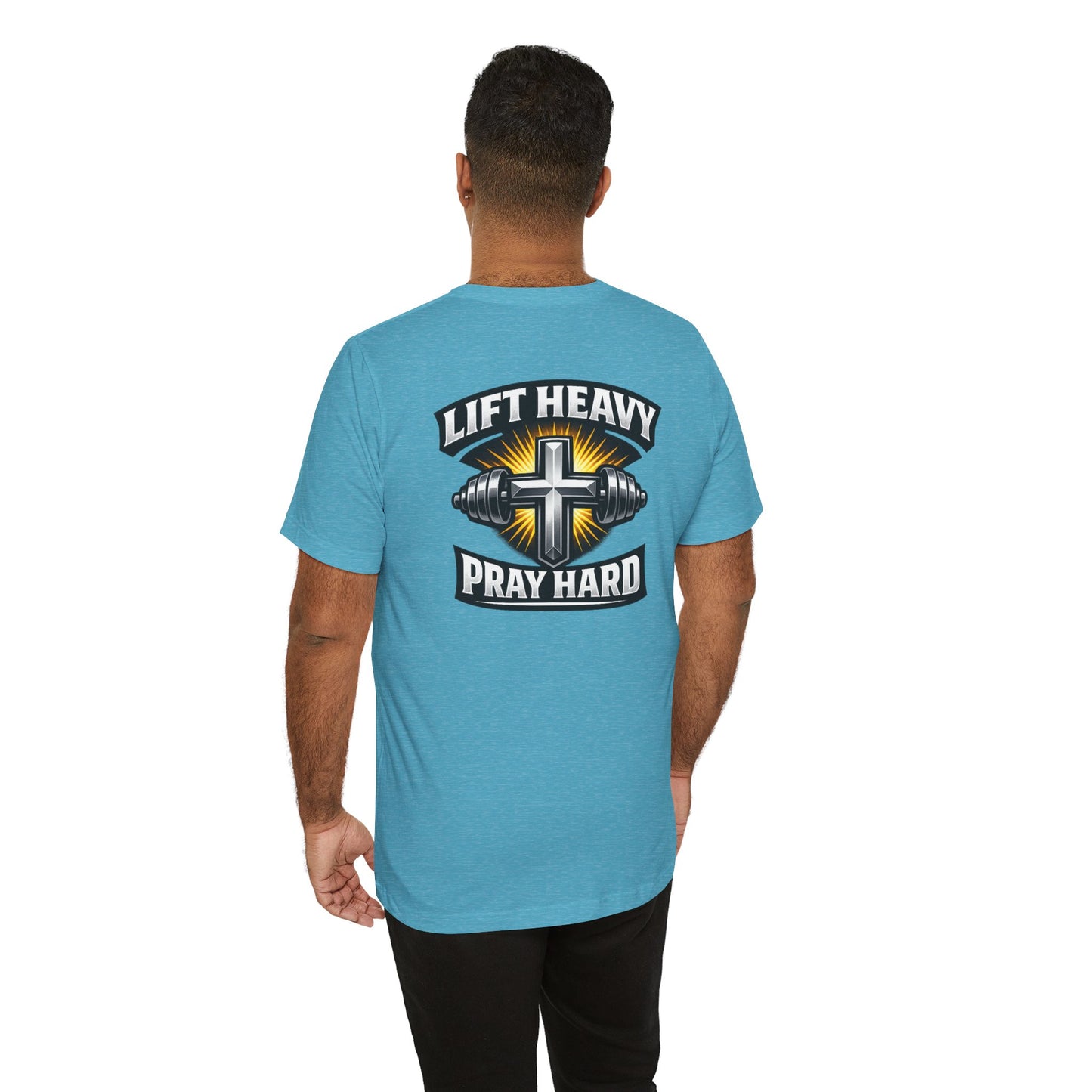 Lift Heavy Pray Hard T‑Shirt — Christian Fitness Gym Tee