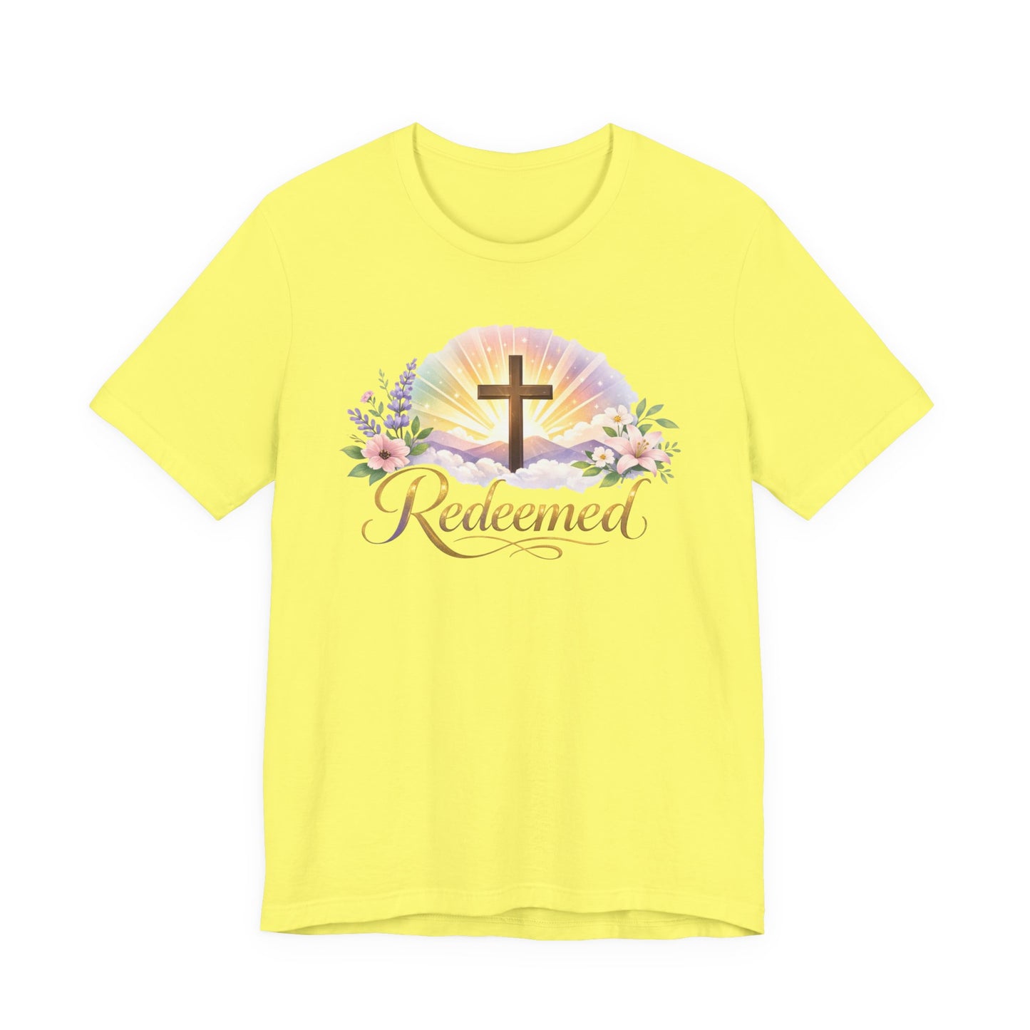 "Redeemed" Cross Floral T-Shirt — Christian Faith Tee