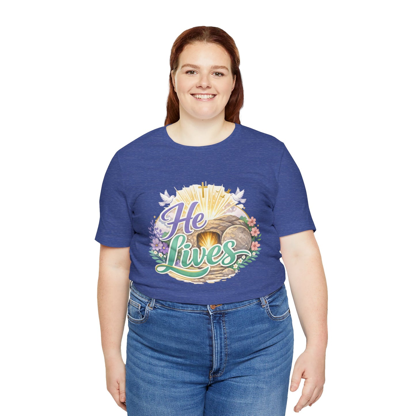 He Lives Jesus Tomb Tee — Christian Easter T‑Shirt