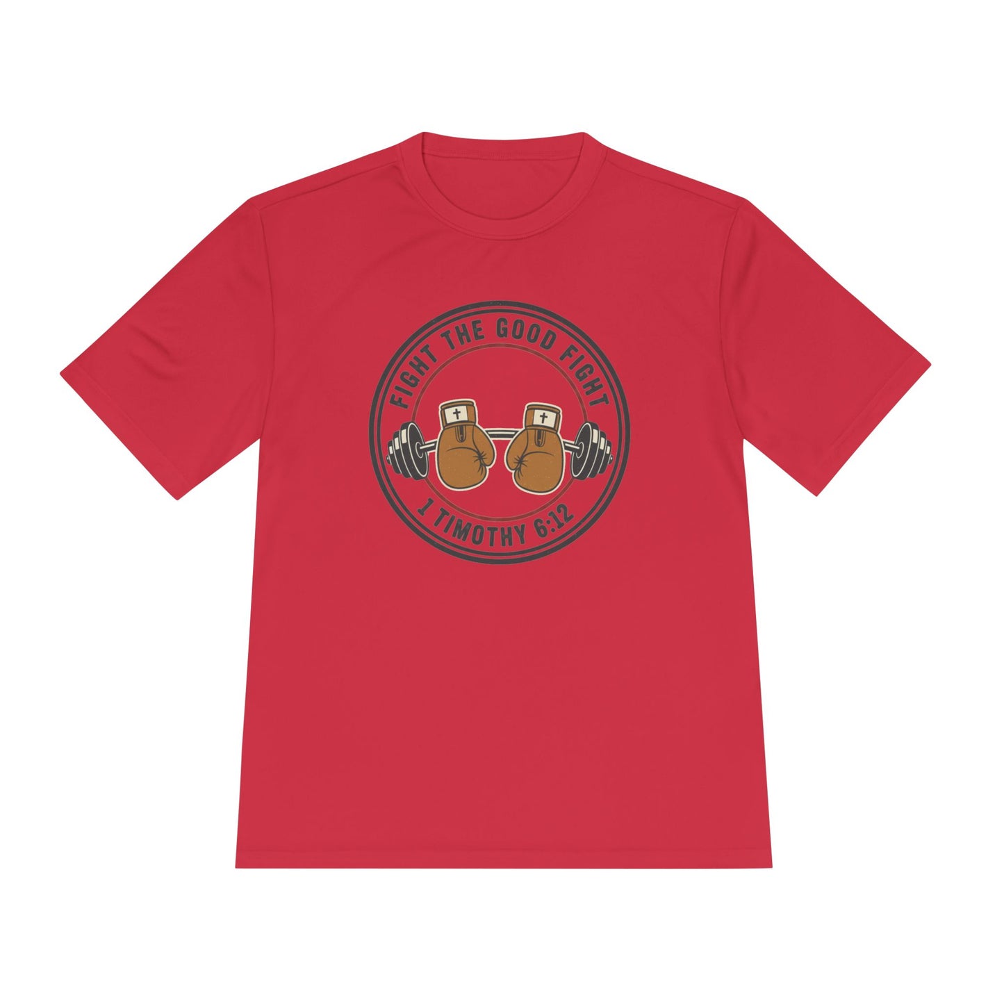 1 Timothy 6:12 'Fight the Good Fight' Moisture-Wicking Workout Tee