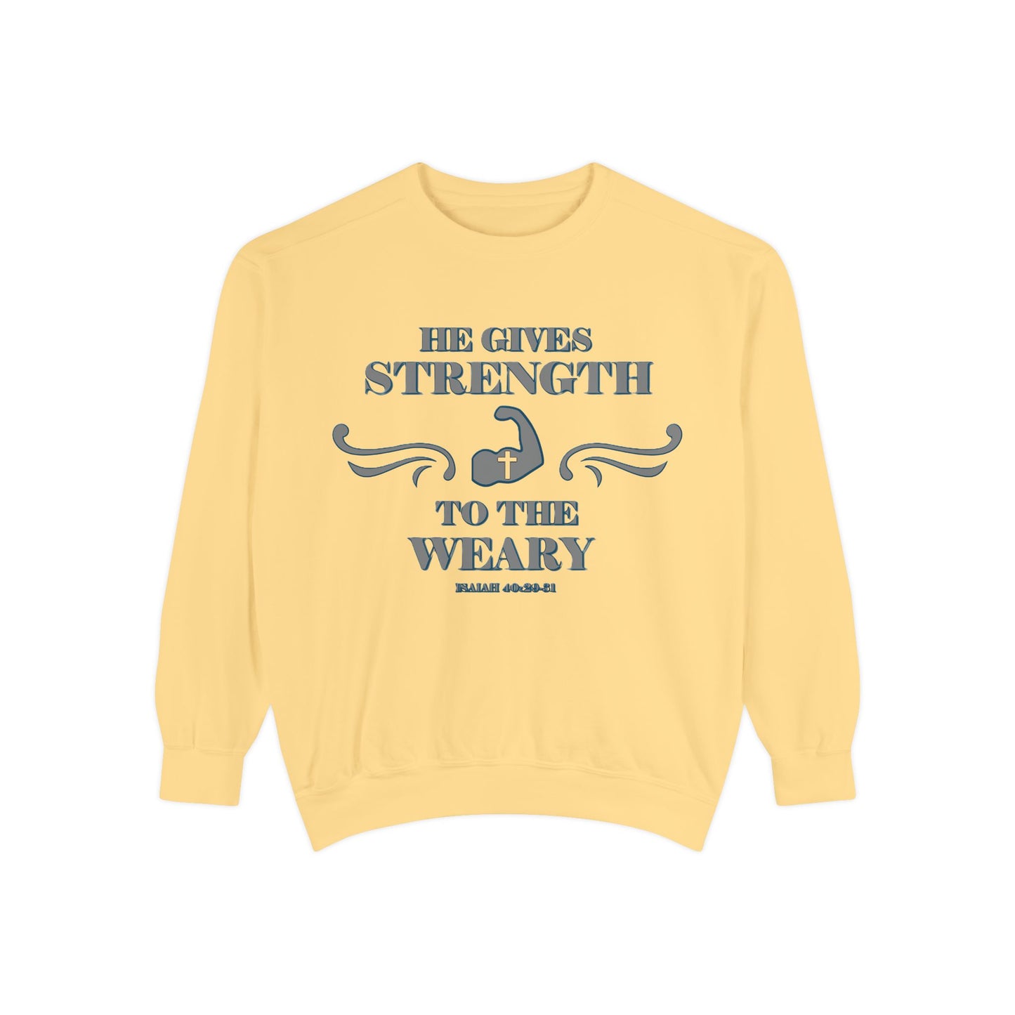 Bible Verse Isaiah 40:29-31 Unisex Sweatshirt 'He Gives Strength to the Weary'