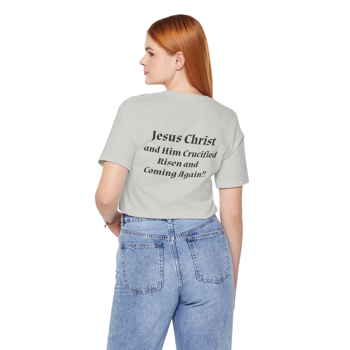 Jesus Christ (JC) Cross Tee — Crucified, Risen & Coming Again