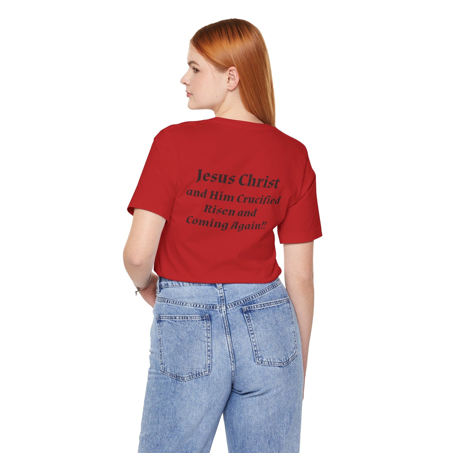 Jesus Christ (JC) Cross Tee — Crucified, Risen & Coming Again