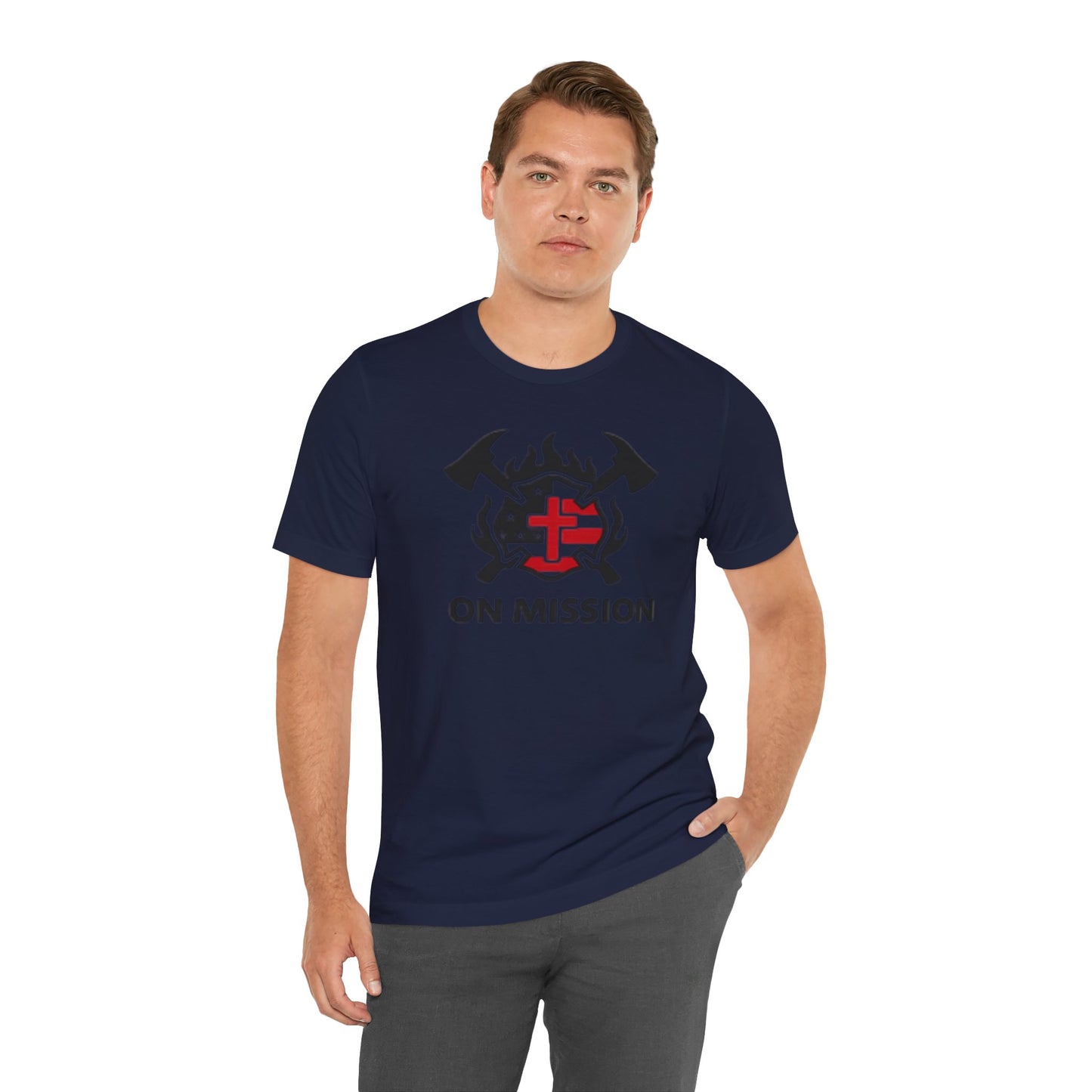 On Mission Christian Cross & American Flag T‑Shirt