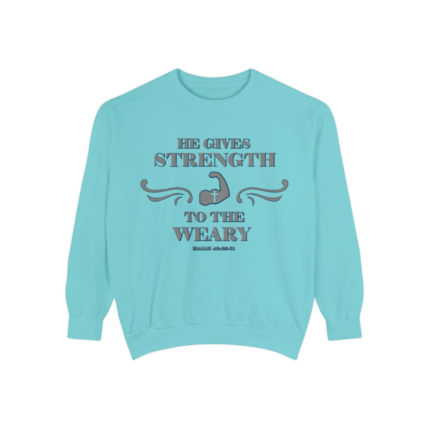 Bible Verse Isaiah 40:29-31 Unisex Sweatshirt 'He Gives Strength to the Weary'