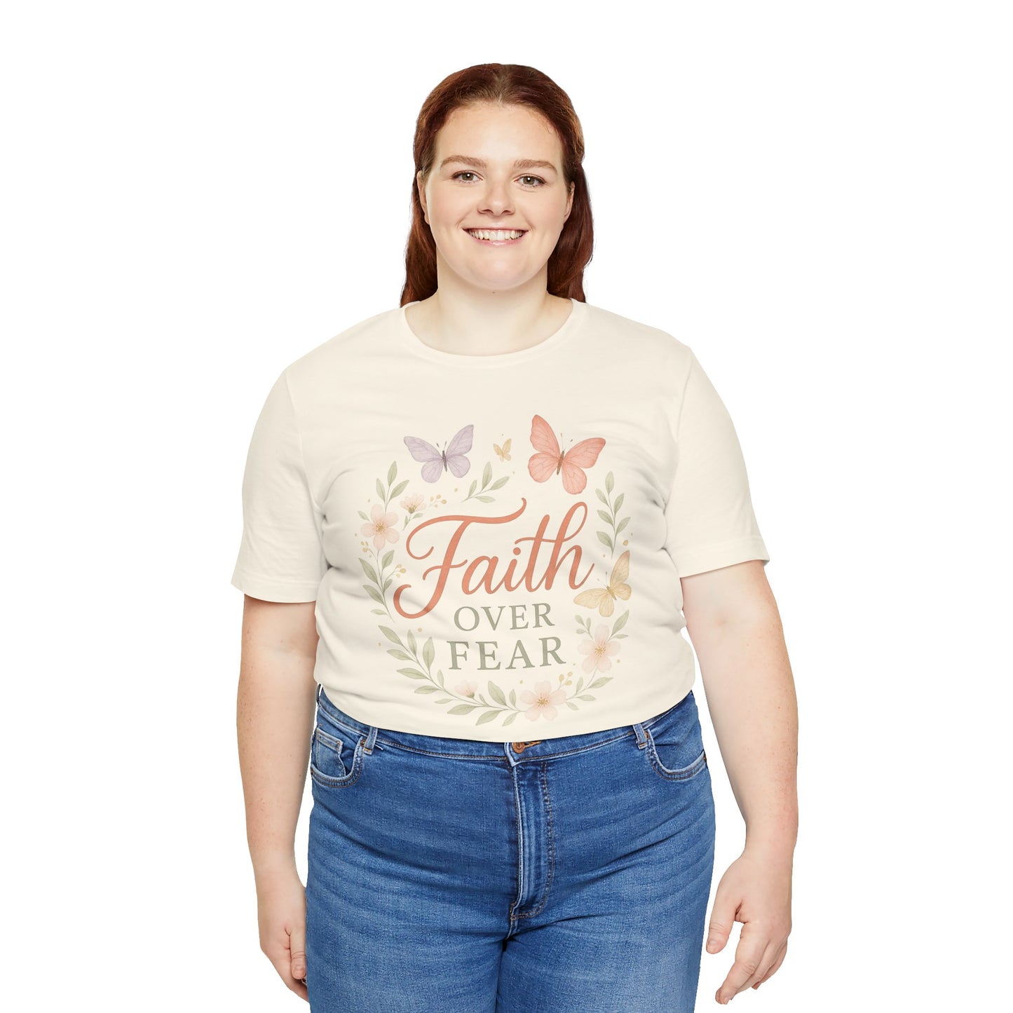 Faith Over Fear T-Shirt — Floral Butterfly Inspirational Tee