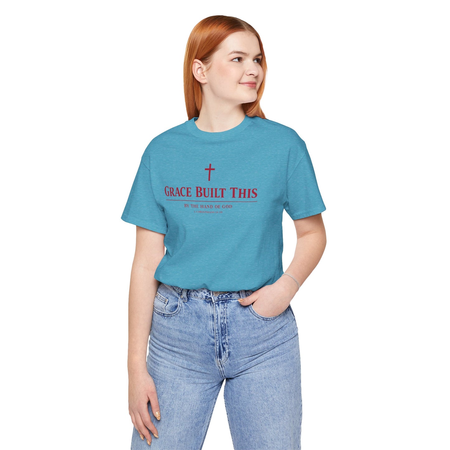 Grace Built This T-Shirt — Christian Faith Tee with Cross
