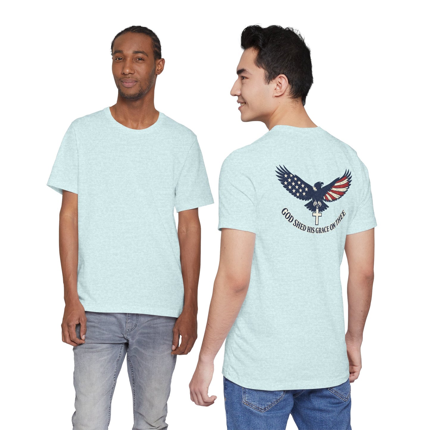 Patriotic Eagle T‑Shirt — "God Shed His Grace on Thee" Back Graphic Tee