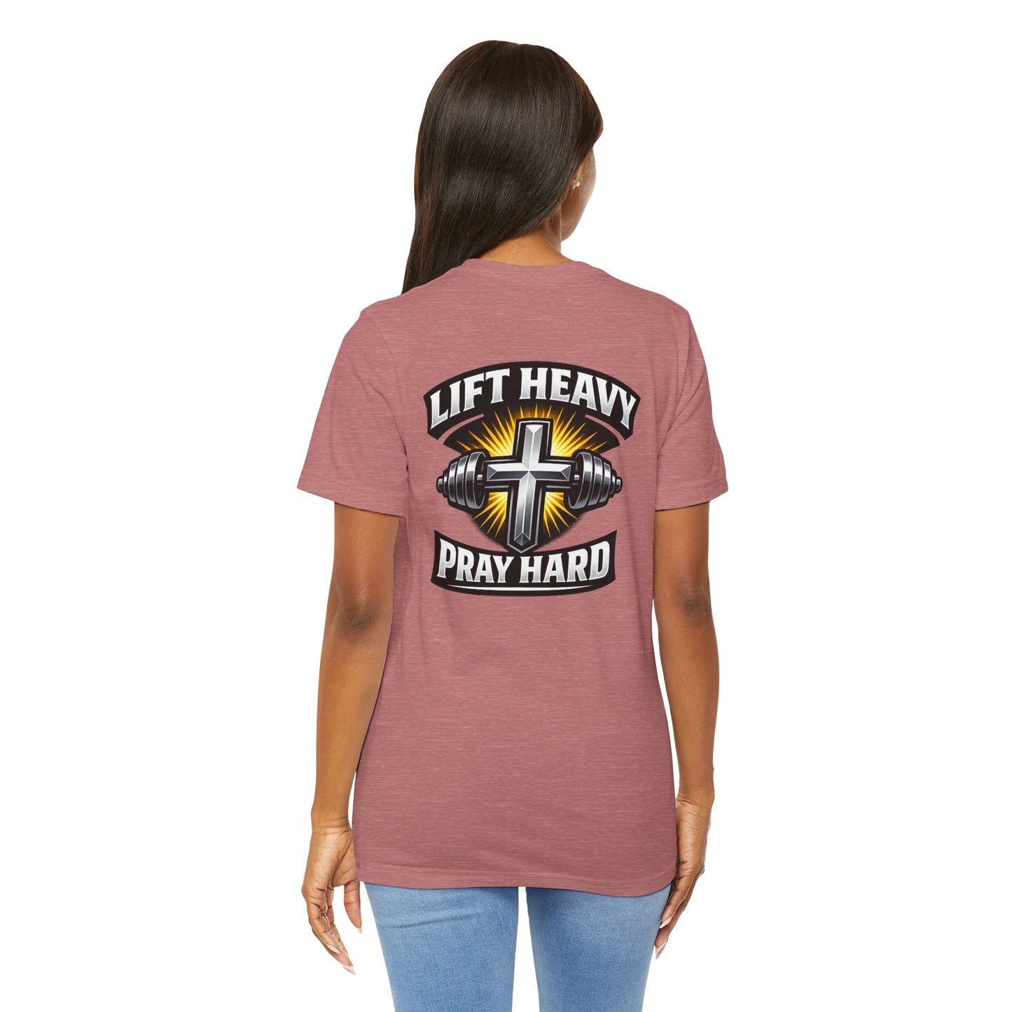 Lift Heavy Pray Hard T‑Shirt — Christian Fitness Gym Tee