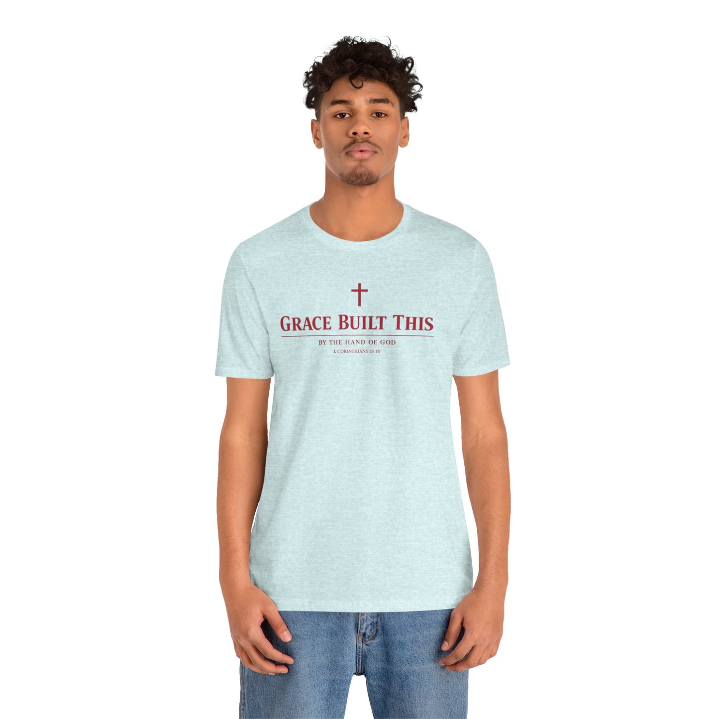 Grace Built This T-Shirt — Christian Faith Tee with Cross