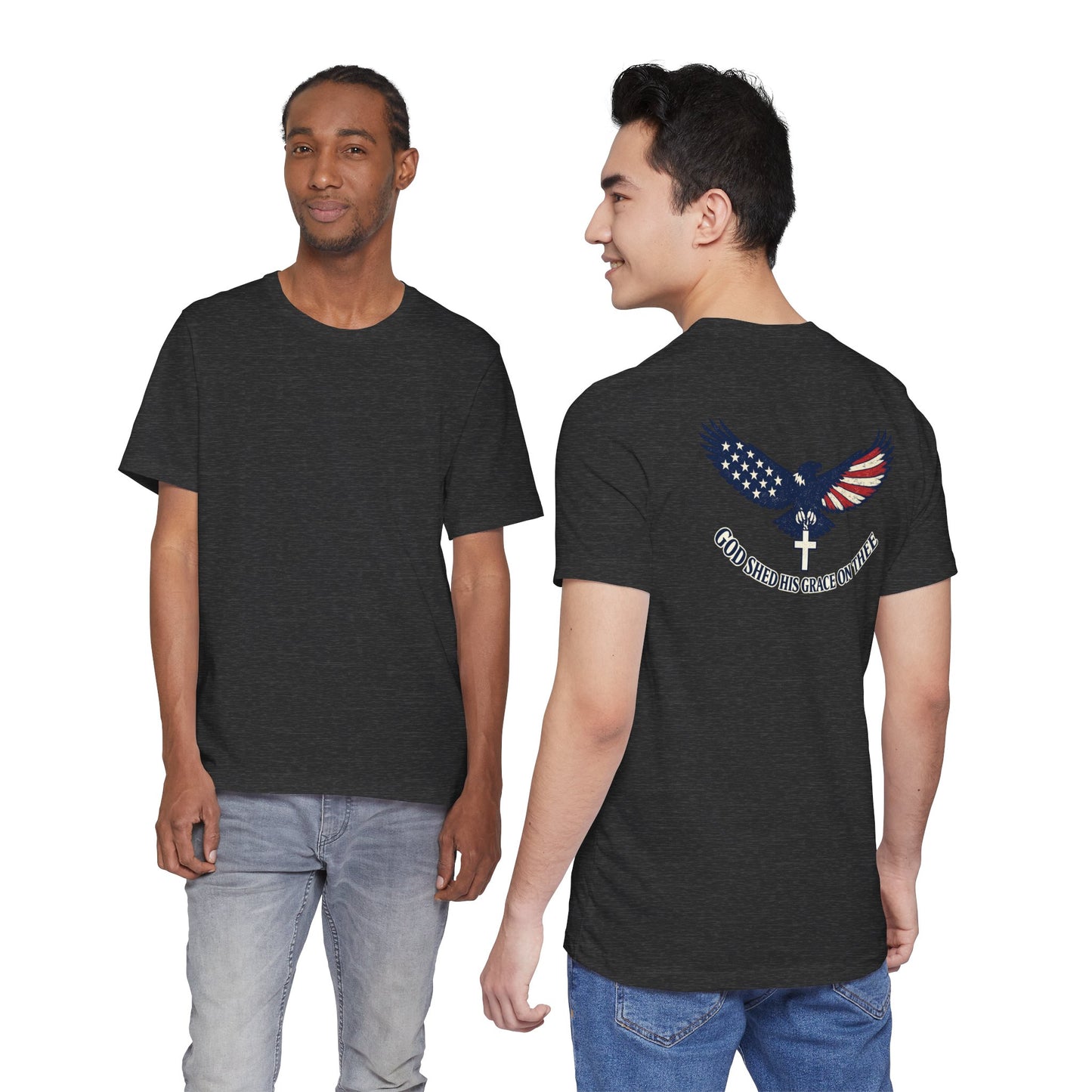 Patriotic Eagle T‑Shirt — "God Shed His Grace on Thee" Back Graphic Tee
