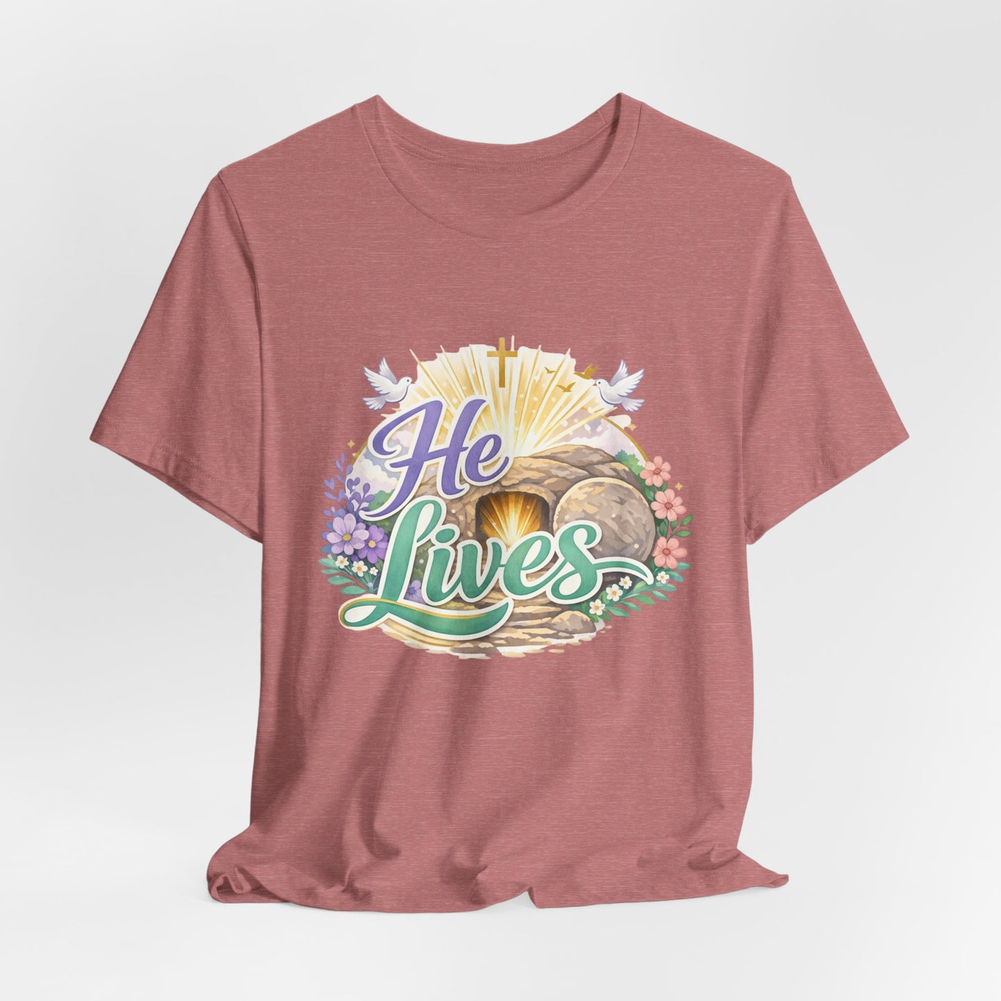 He Lives Jesus Tomb Tee — Christian Easter T‑Shirt