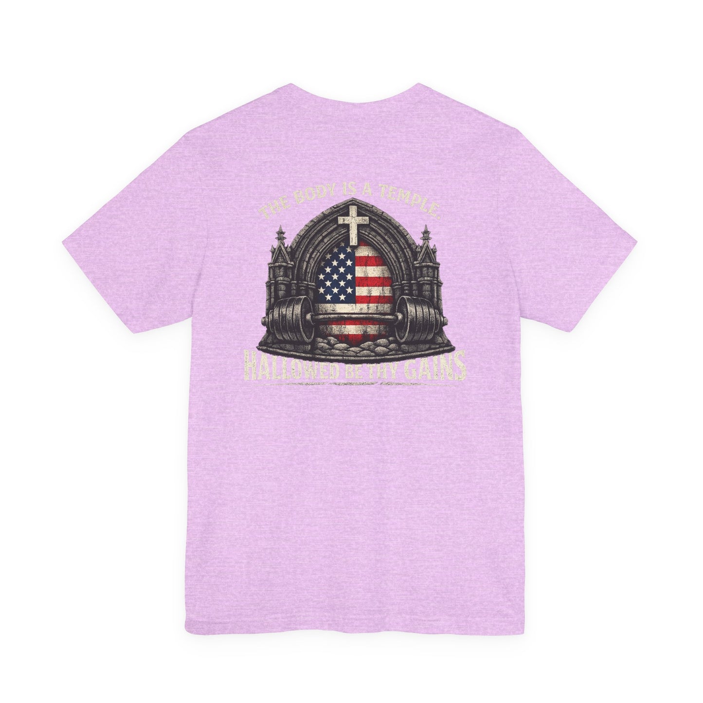 Patriotic Gym Tee — “The Body Is a Temple” American Flag Fitness T-Shirt