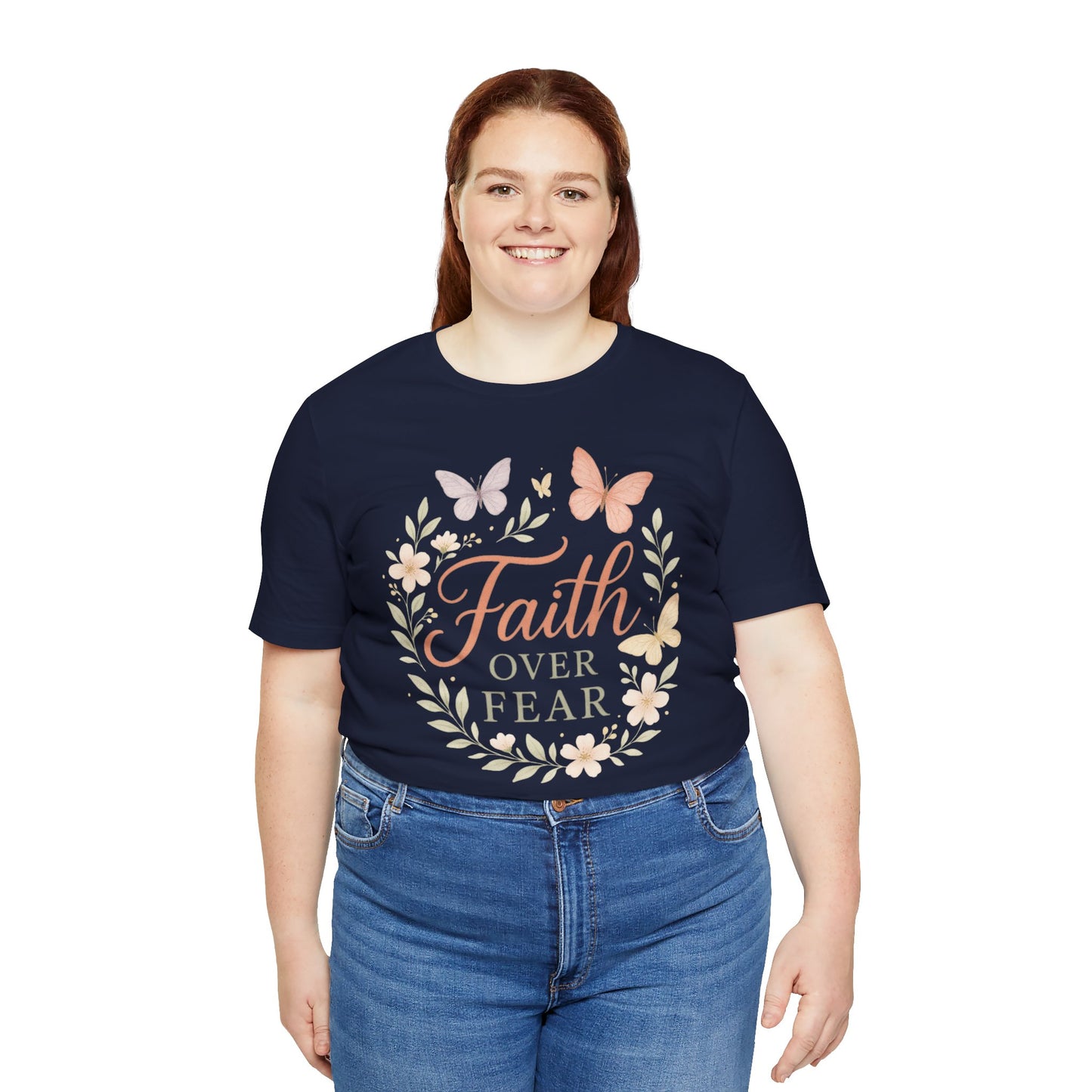 Faith Over Fear T-Shirt — Floral Butterfly Inspirational Tee