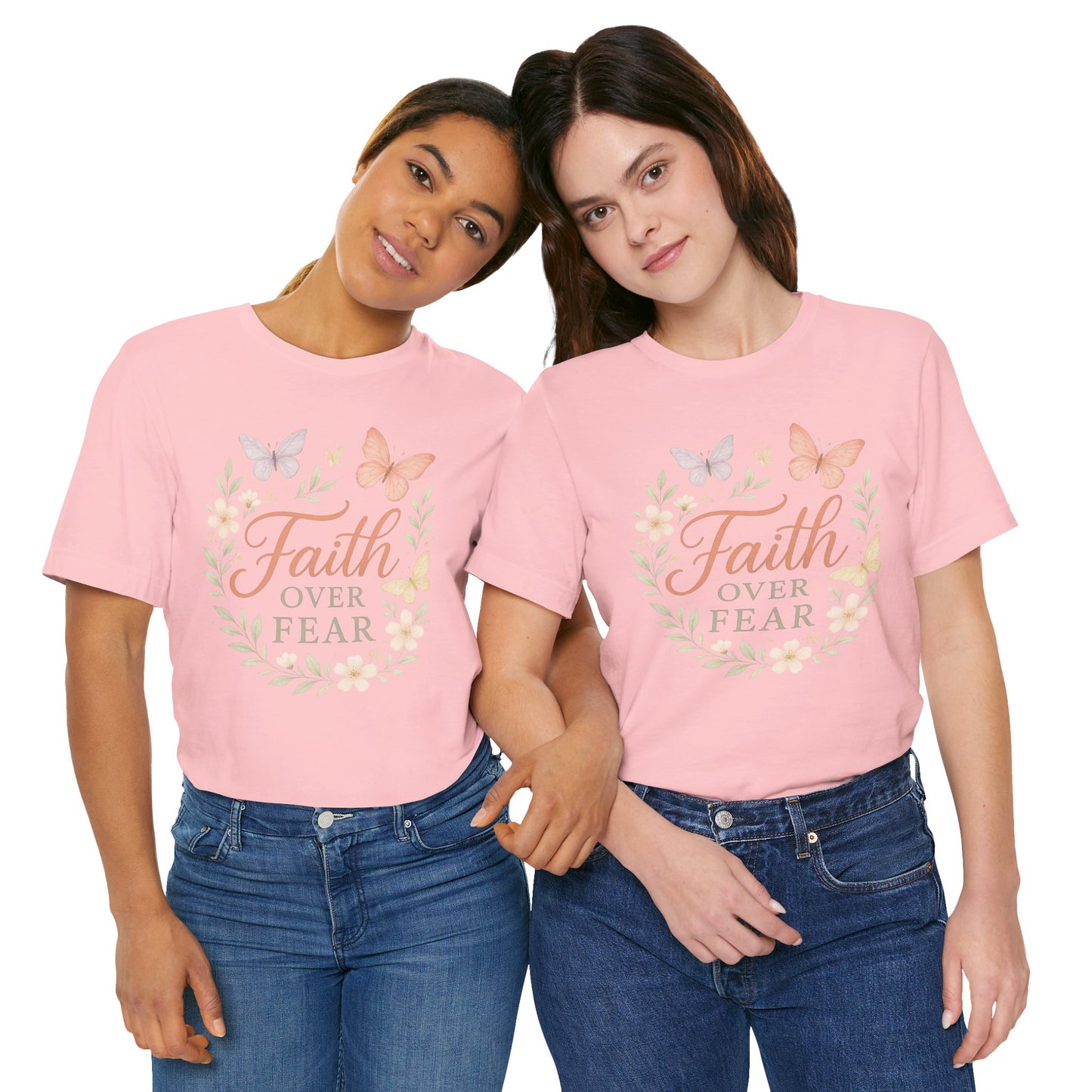 Faith Over Fear T-Shirt — Floral Butterfly Inspirational Tee