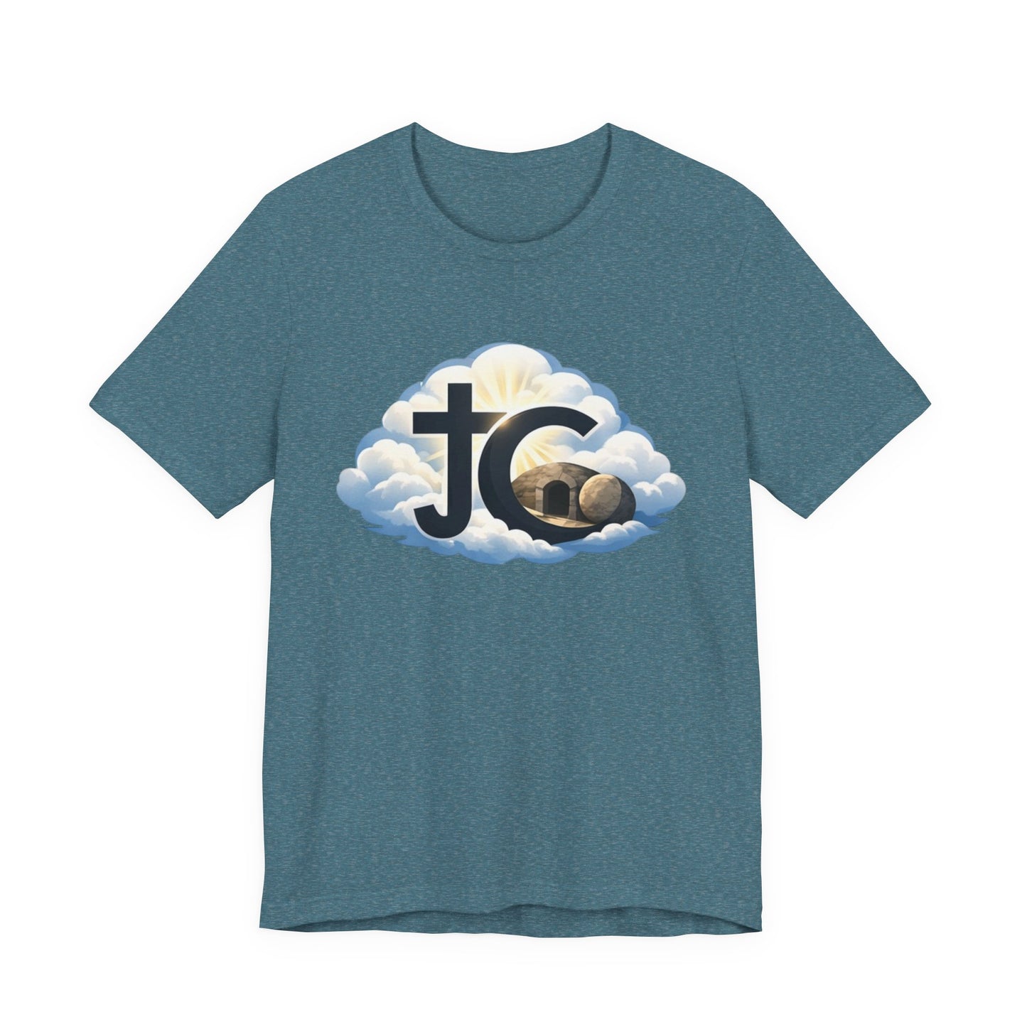 Jesus Christ (JC) Cross Tee — Crucified, Risen & Coming Again