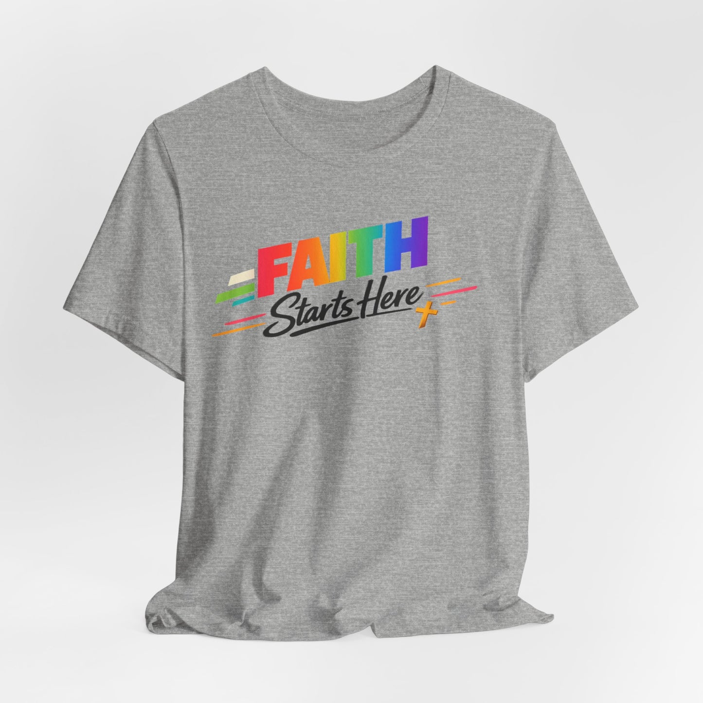 Faith Starts Here Rainbow Tee
