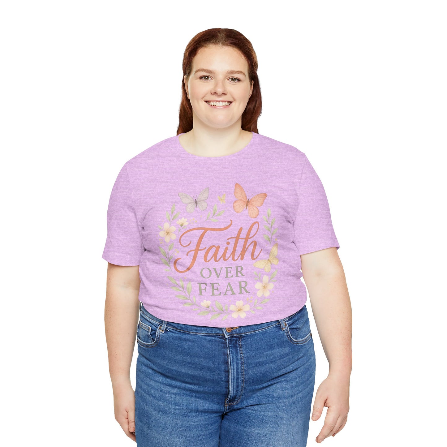Faith Over Fear T-Shirt — Floral Butterfly Inspirational Tee