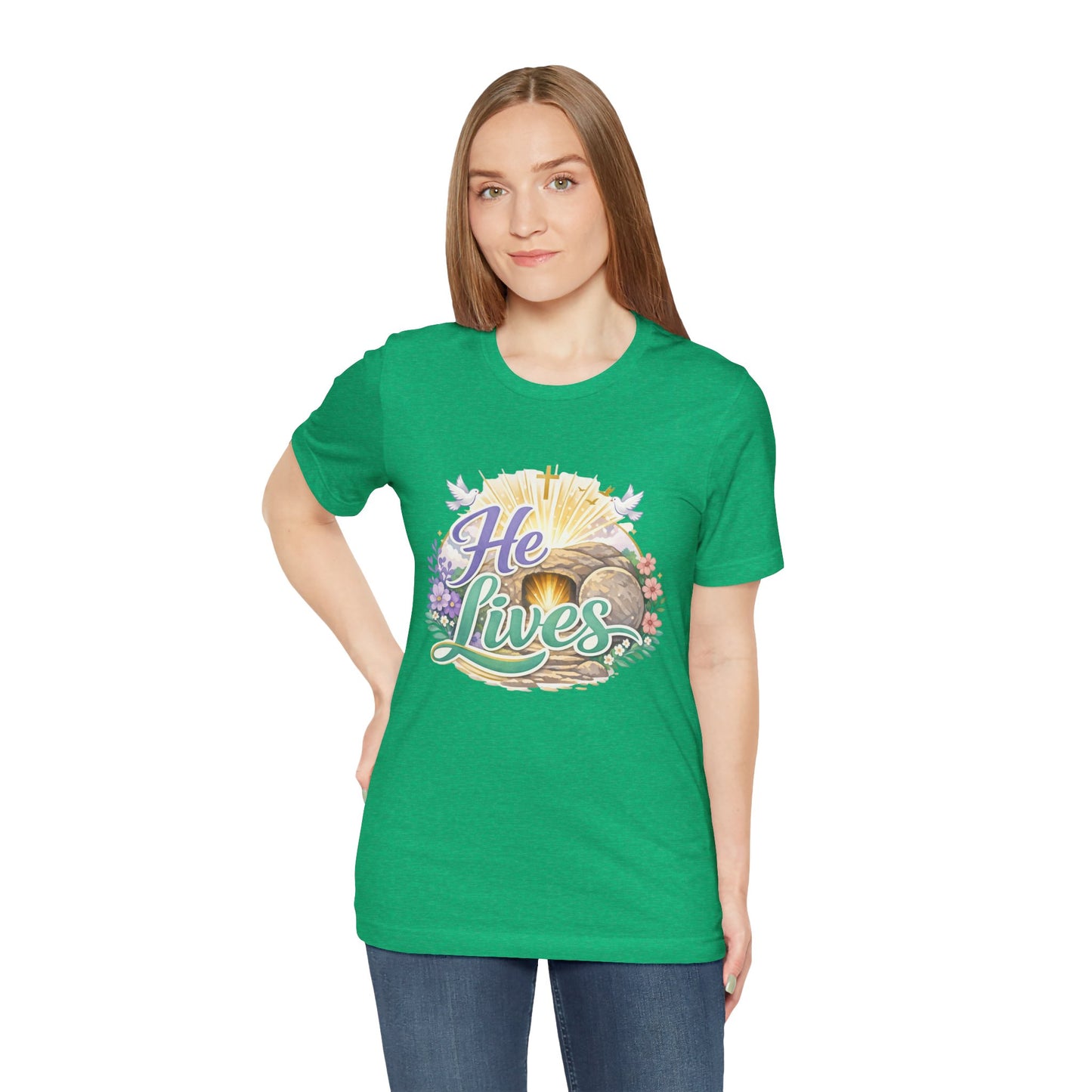 He Lives Jesus Tomb Tee — Christian Easter T‑Shirt