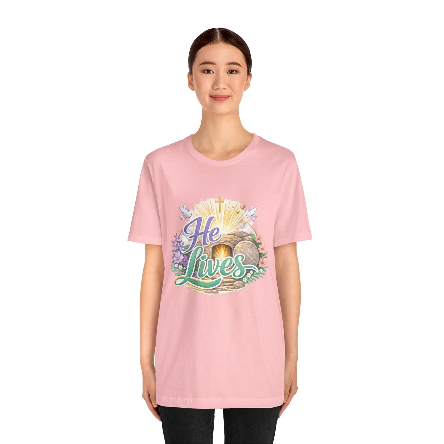 He Lives Jesus Tomb Tee — Christian Easter T‑Shirt