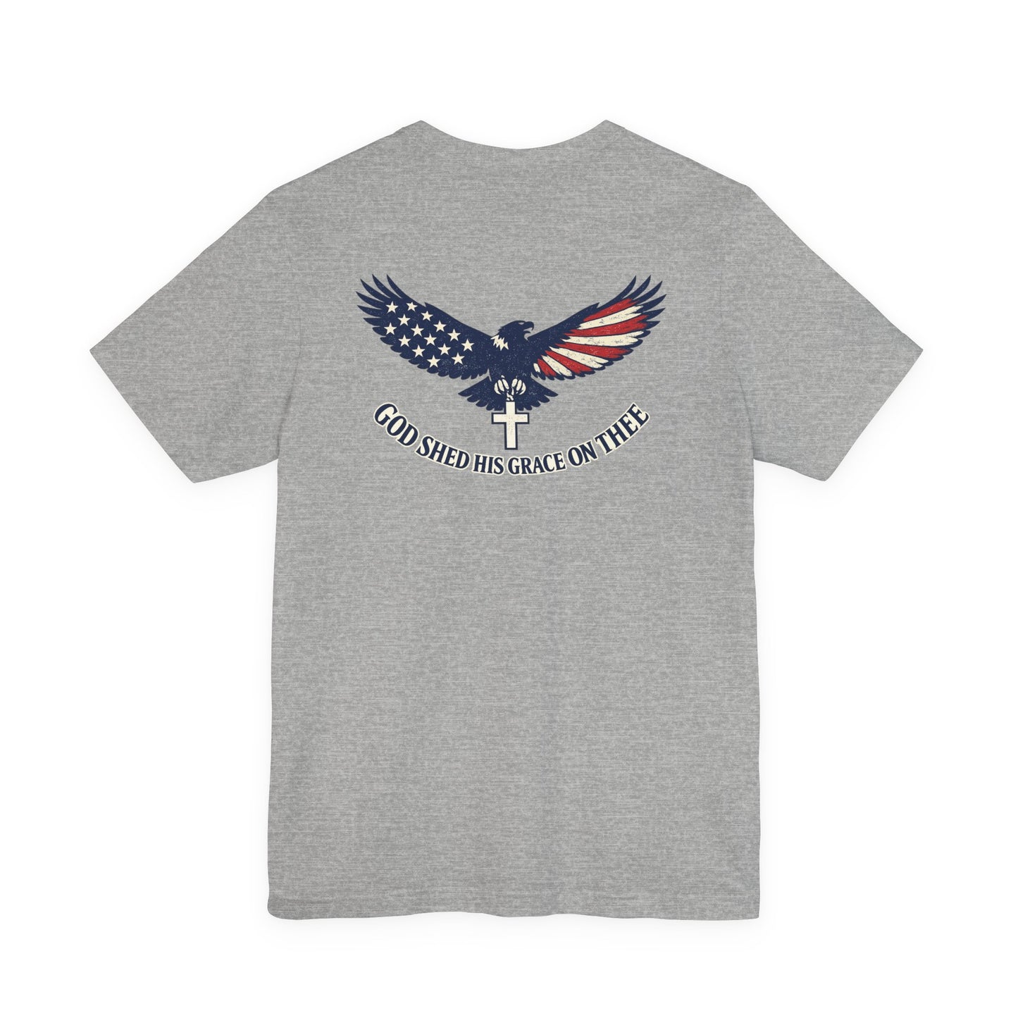 Patriotic Eagle T‑Shirt — "God Shed His Grace on Thee" Back Graphic Tee
