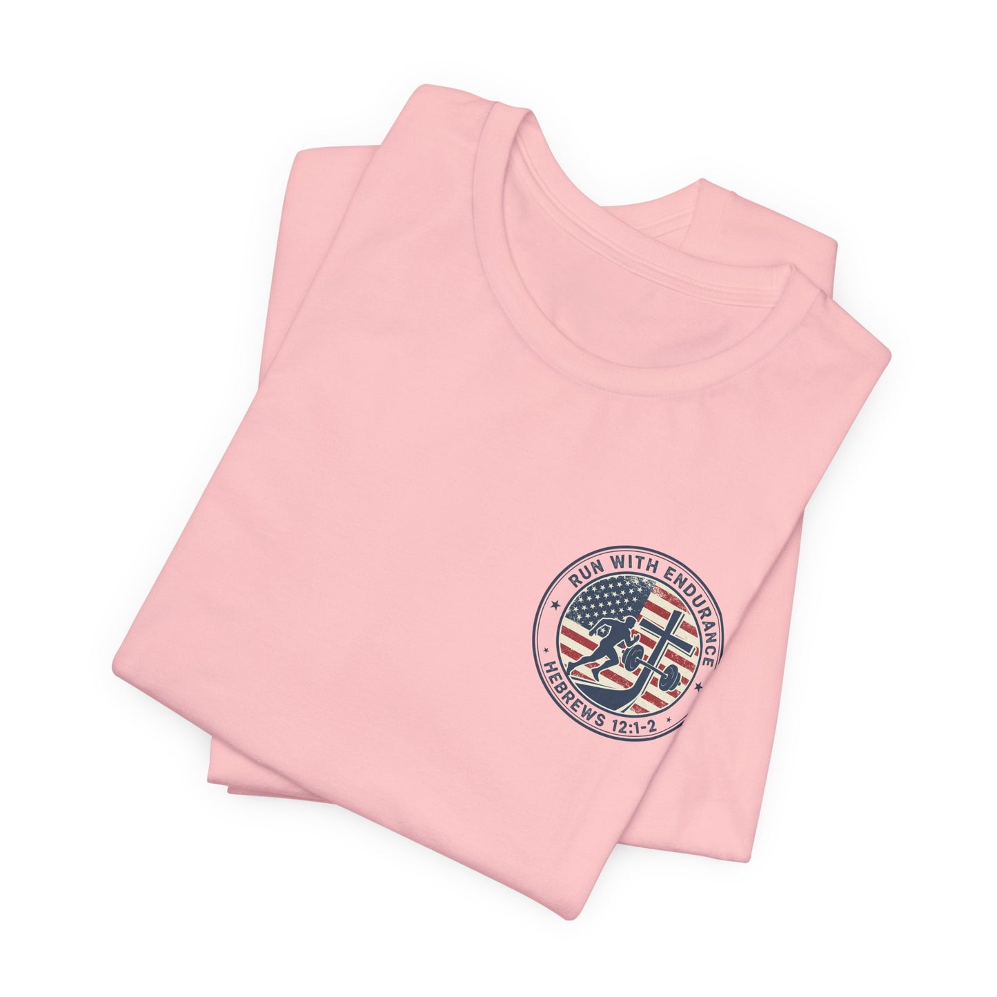 Hebrews 12:1-2 'Run With Endurance' T-Shirt — Inspirational Christian Tee