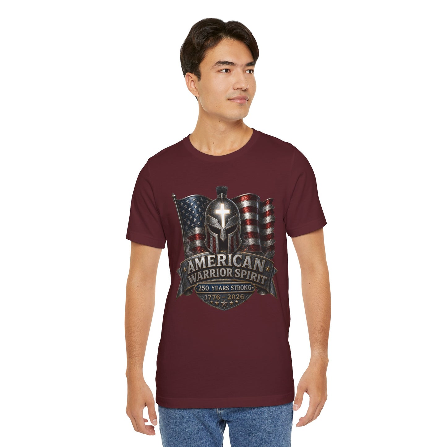 American Warrior Spirit T-Shirt – Patriotic 250 Years Strong Tee (1776–2026)