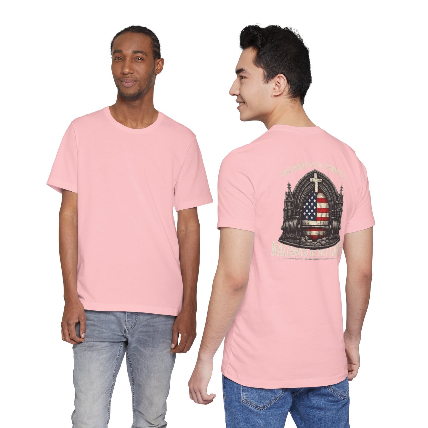 Patriotic Gym Tee — “The Body Is a Temple” American Flag Fitness T-Shirt
