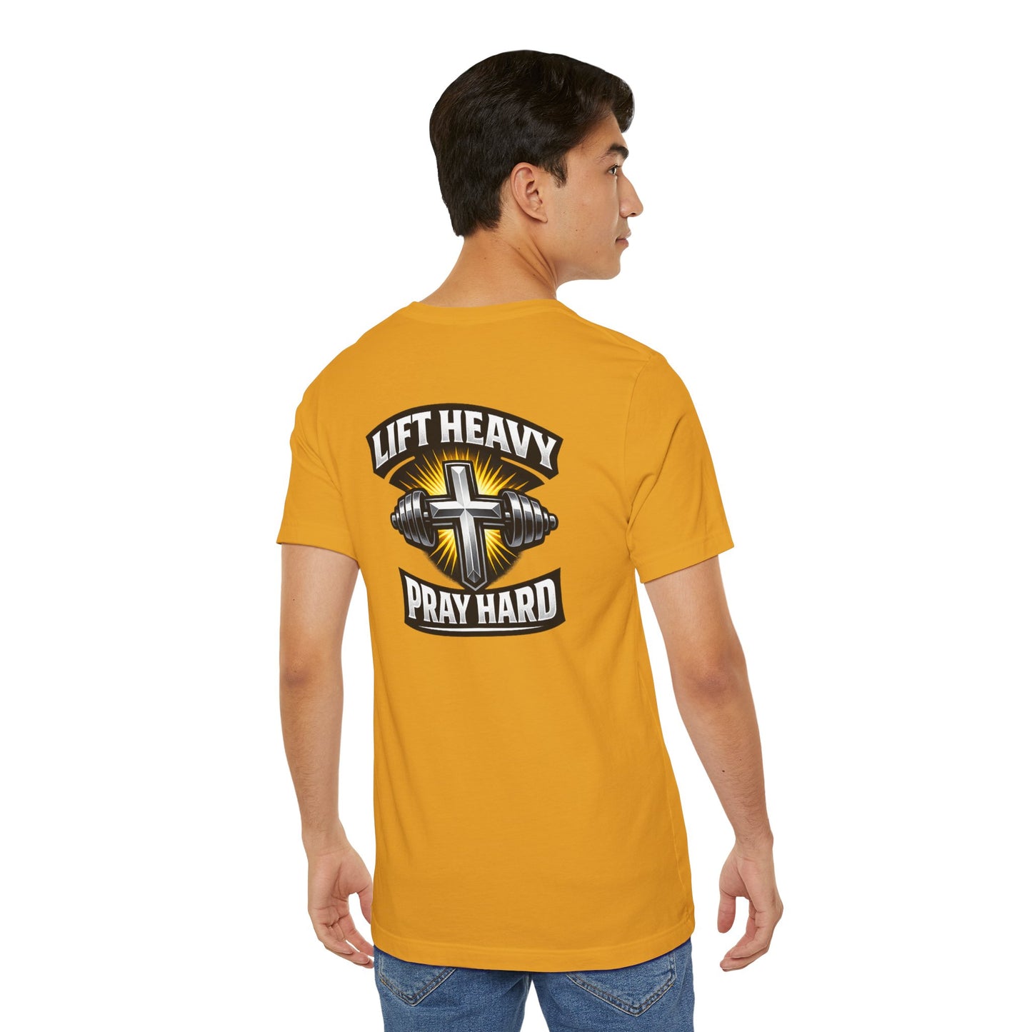 Lift Heavy Pray Hard T‑Shirt — Christian Fitness Gym Tee