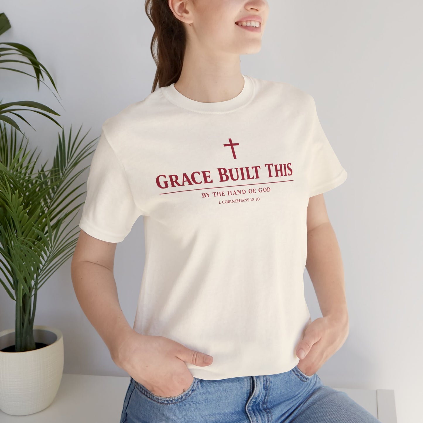 Grace Built This T-Shirt — Christian Faith Tee with Cross