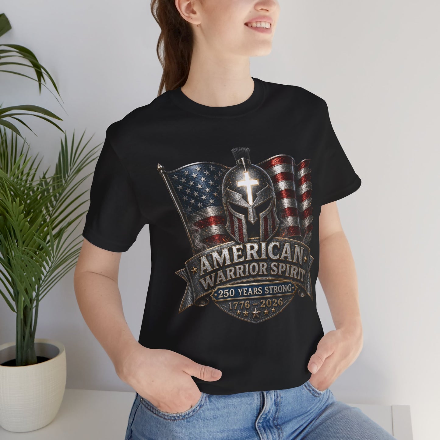 American Warrior Spirit T-Shirt – Patriotic 250 Years Strong Tee (1776–2026)