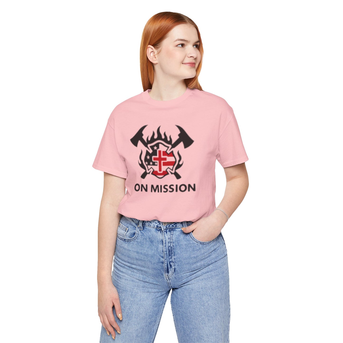 On Mission Christian Cross & American Flag T‑Shirt