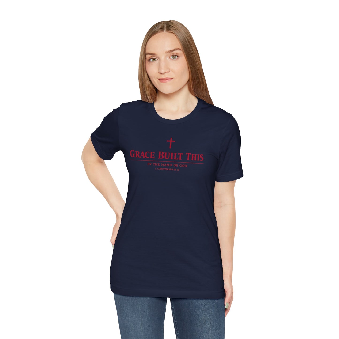 Grace Built This T-Shirt — Christian Faith Tee with Cross