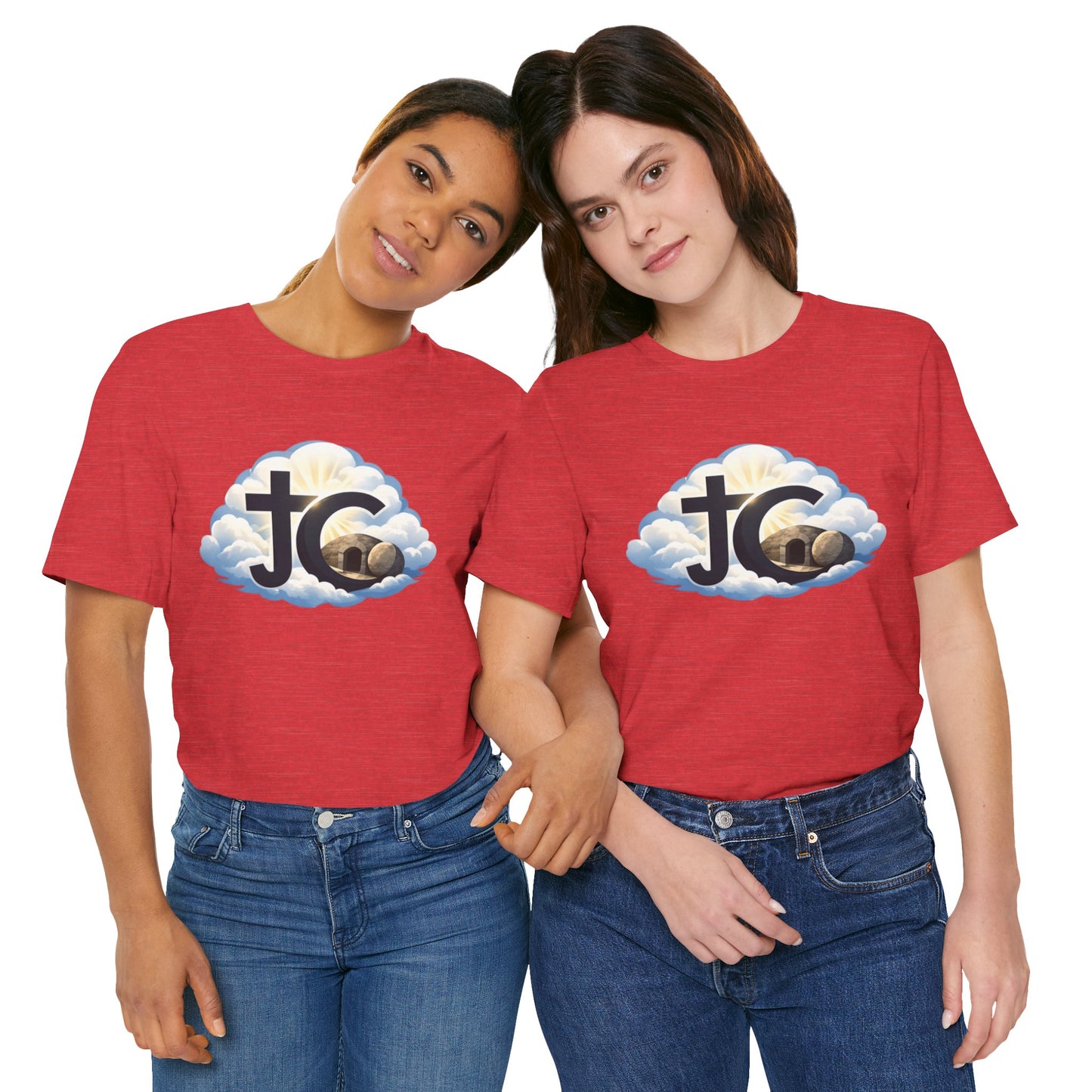 Jesus Christ (JC) Cross Tee — Crucified, Risen & Coming Again