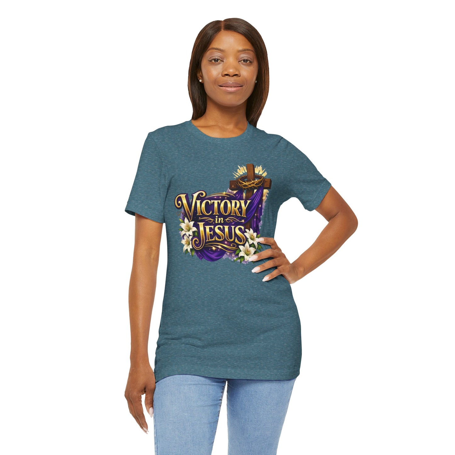 Victory In Jesus Christian T-Shirt — Cross Faith Tee