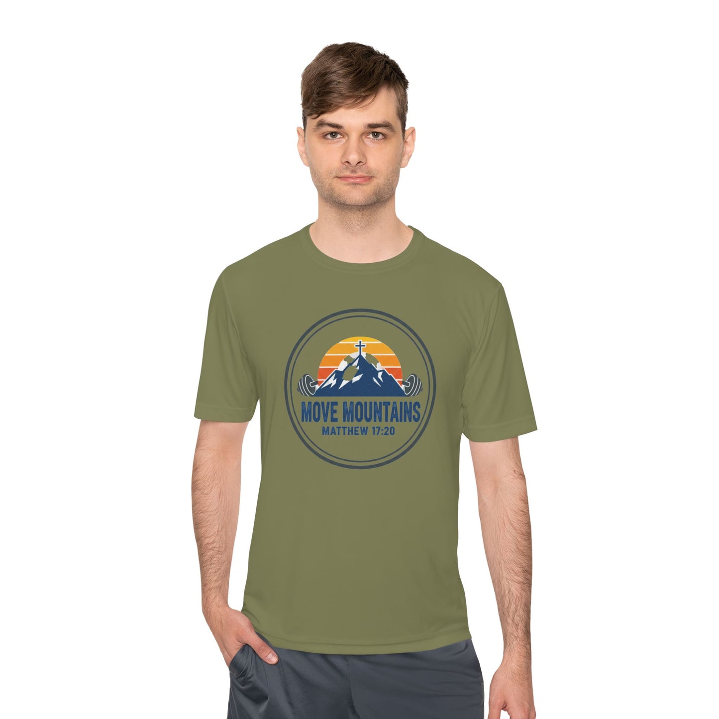 Matthew 17:20 'Move Mountains' Workout Tee — Moisture-Wicking Athletic Shirt
