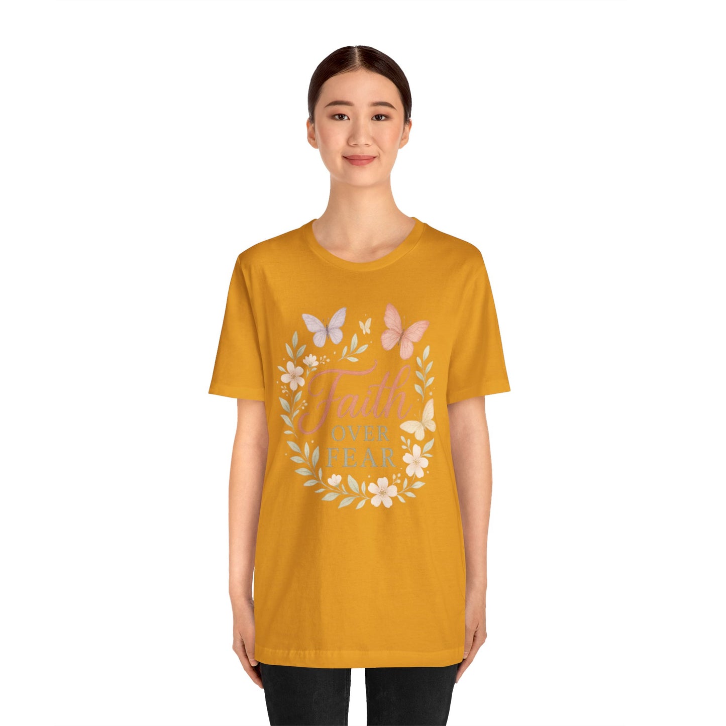 Faith Over Fear T-Shirt — Floral Butterfly Inspirational Tee