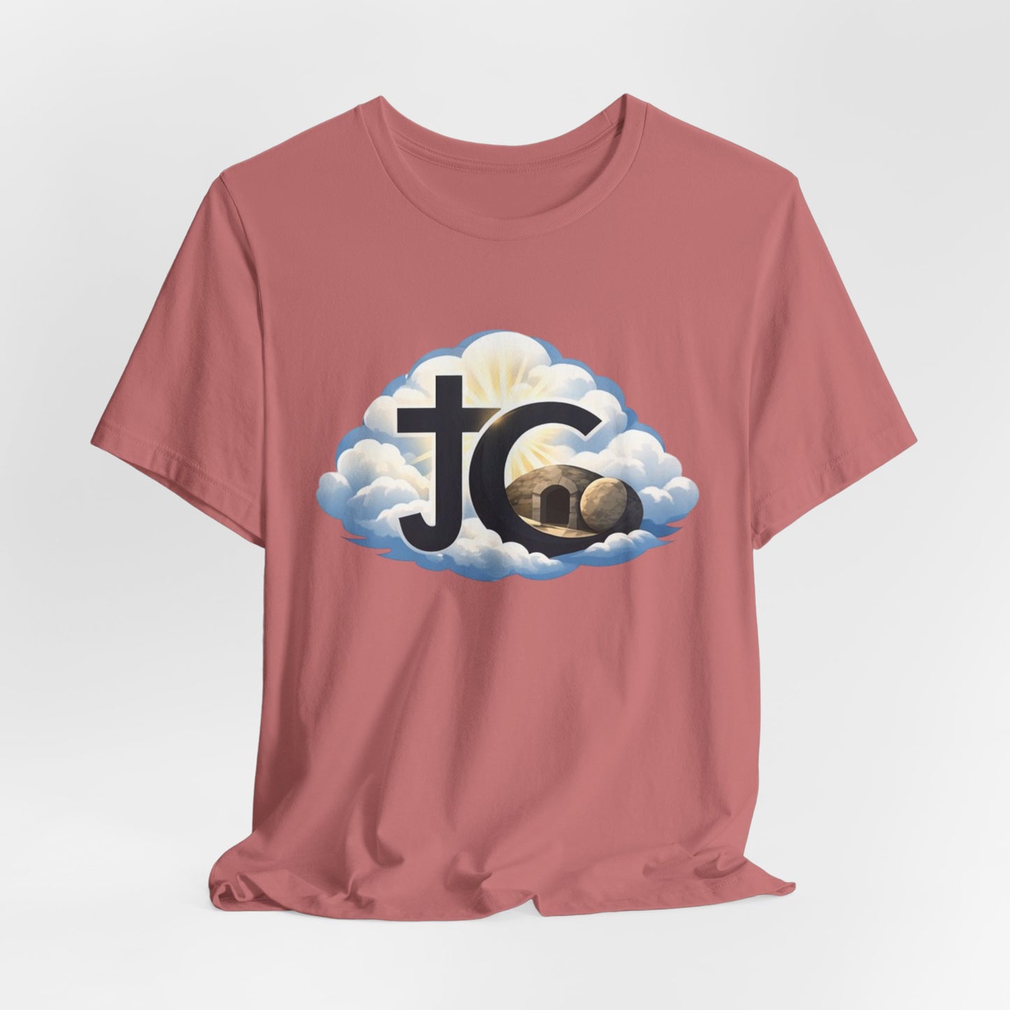 Jesus Christ (JC) Cross Tee — Crucified, Risen & Coming Again