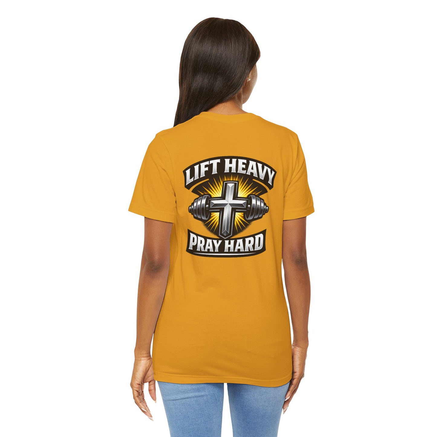 Lift Heavy Pray Hard T‑Shirt — Christian Fitness Gym Tee
