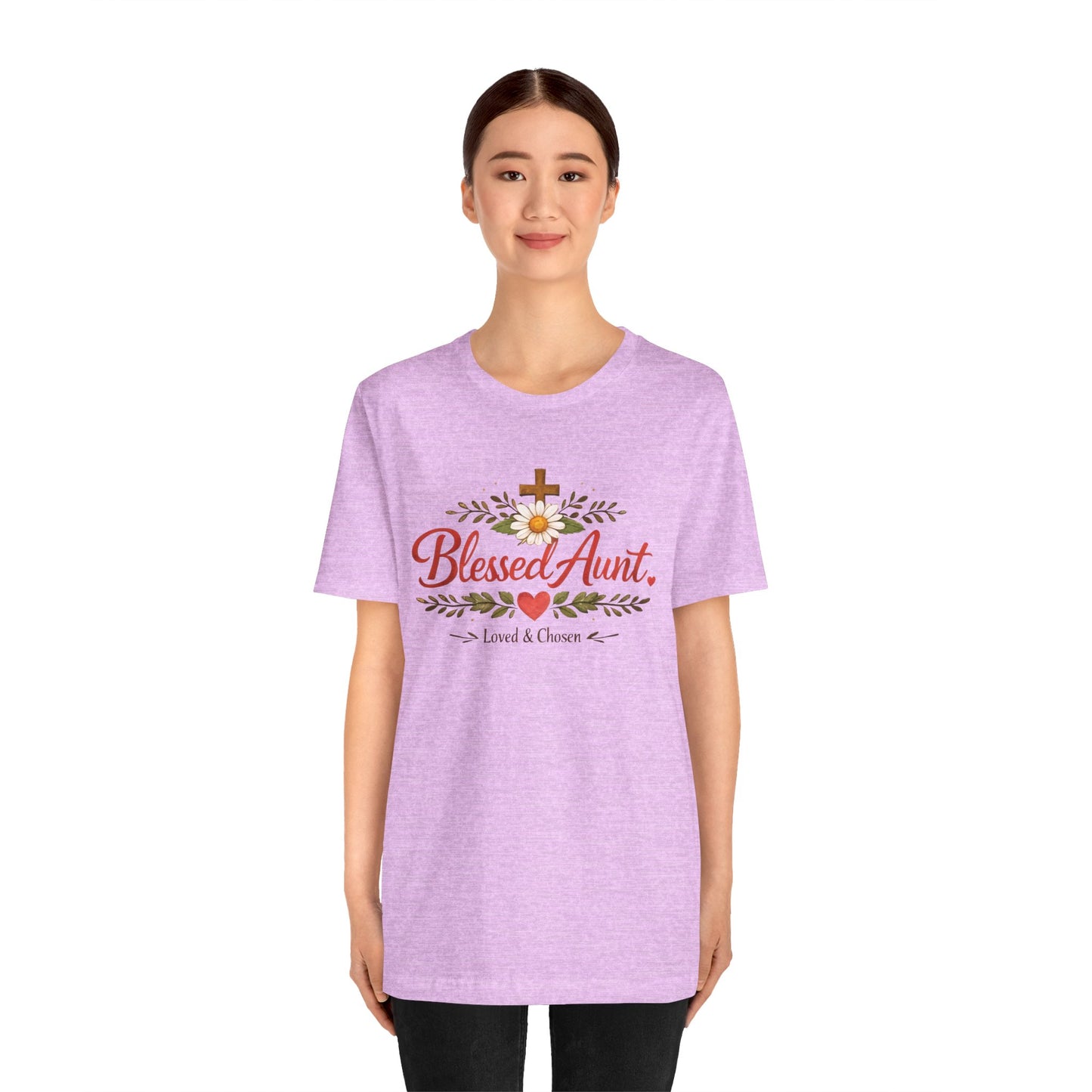 Blessed Aunt T-Shirt - "Blessed Aunt Loved & Chosen" Christian Floral Tee
