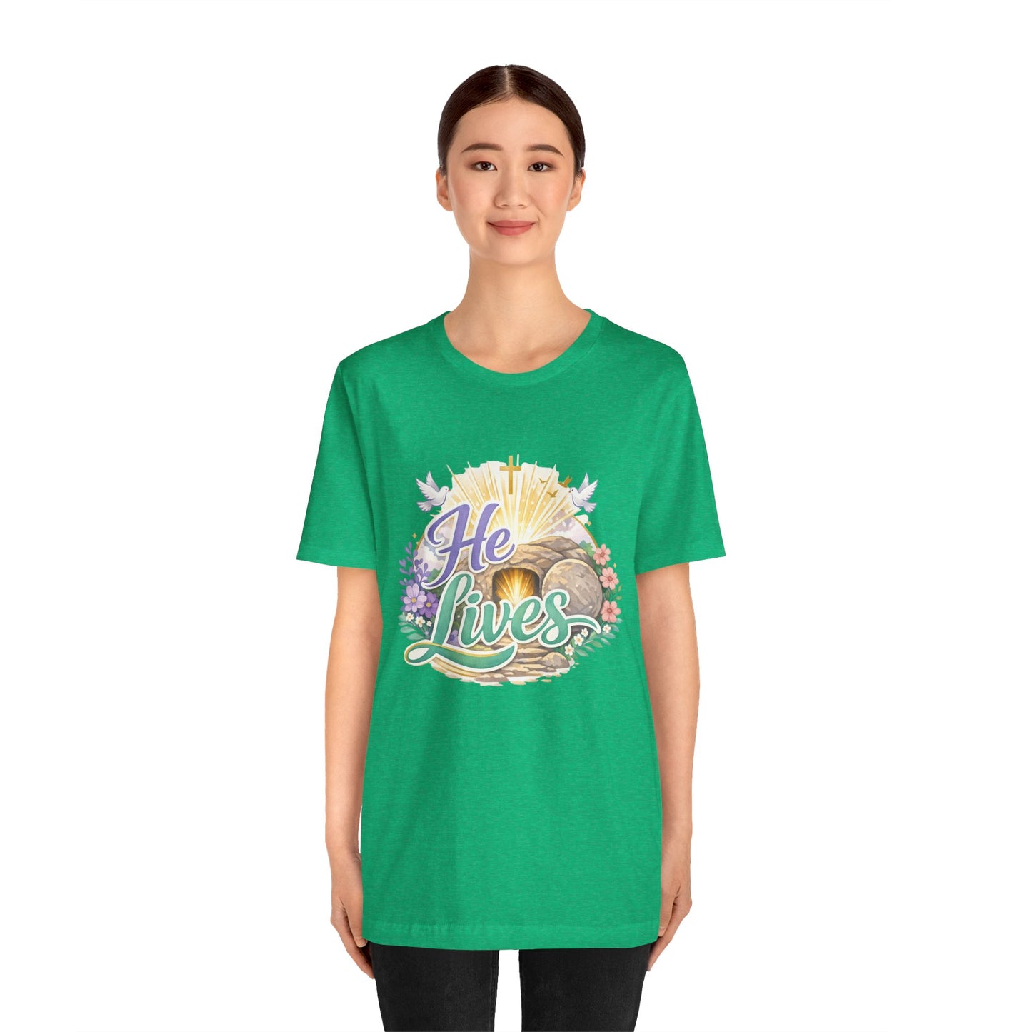 He Lives Jesus Tomb Tee — Christian Easter T‑Shirt