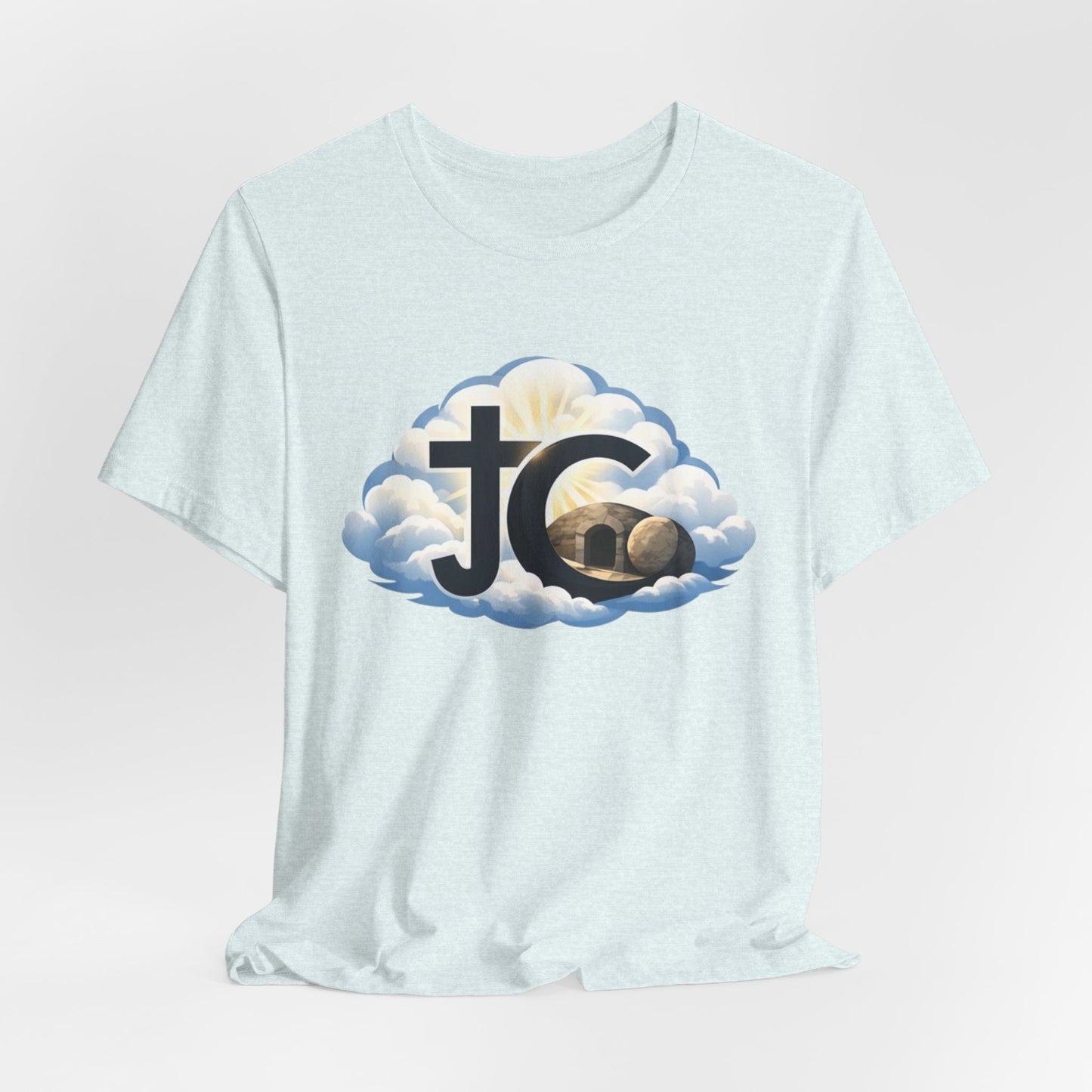 Jesus Christ (JC) Cross Tee — Crucified, Risen & Coming Again